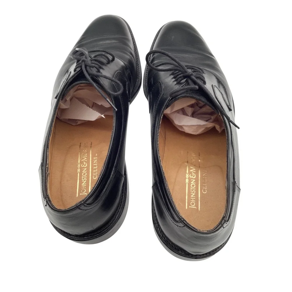 Johnston & Murphy‎ - Men's Plain Toe Derby Oxford Black Leather - Size 9.5M